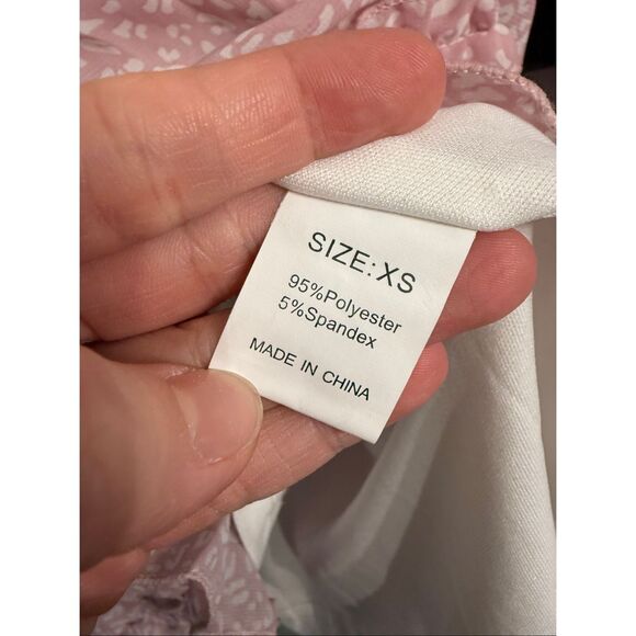 Elegant Pink Leopard Print V-Neck Long Sleeve Ruffle Bohemian Mini Dress Size XS - Picture 3 of 4